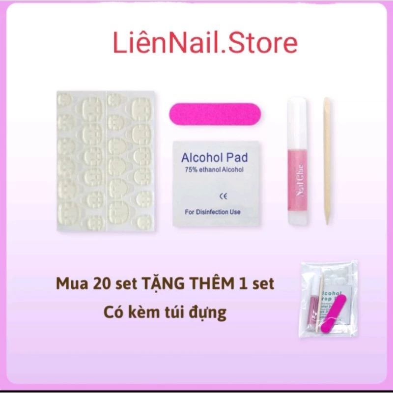 Dụng Cụ Làm Nailbox, keo Mini,Dũa Mini,Bông Cồn,Miếng Dán silicon,Que Đẩy Da