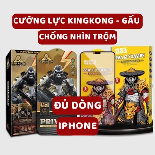 Kính cường lực KINGKONG-GẤU Chống nhìn trộm iP 6 6s 7 8 x xs xr 11 12 13 14 15 max pro plus- TẶNG BỘ KHĂN LAU XỊN-MEKCA