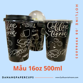 50 ly giấy cafe  500ml in hình có nắp