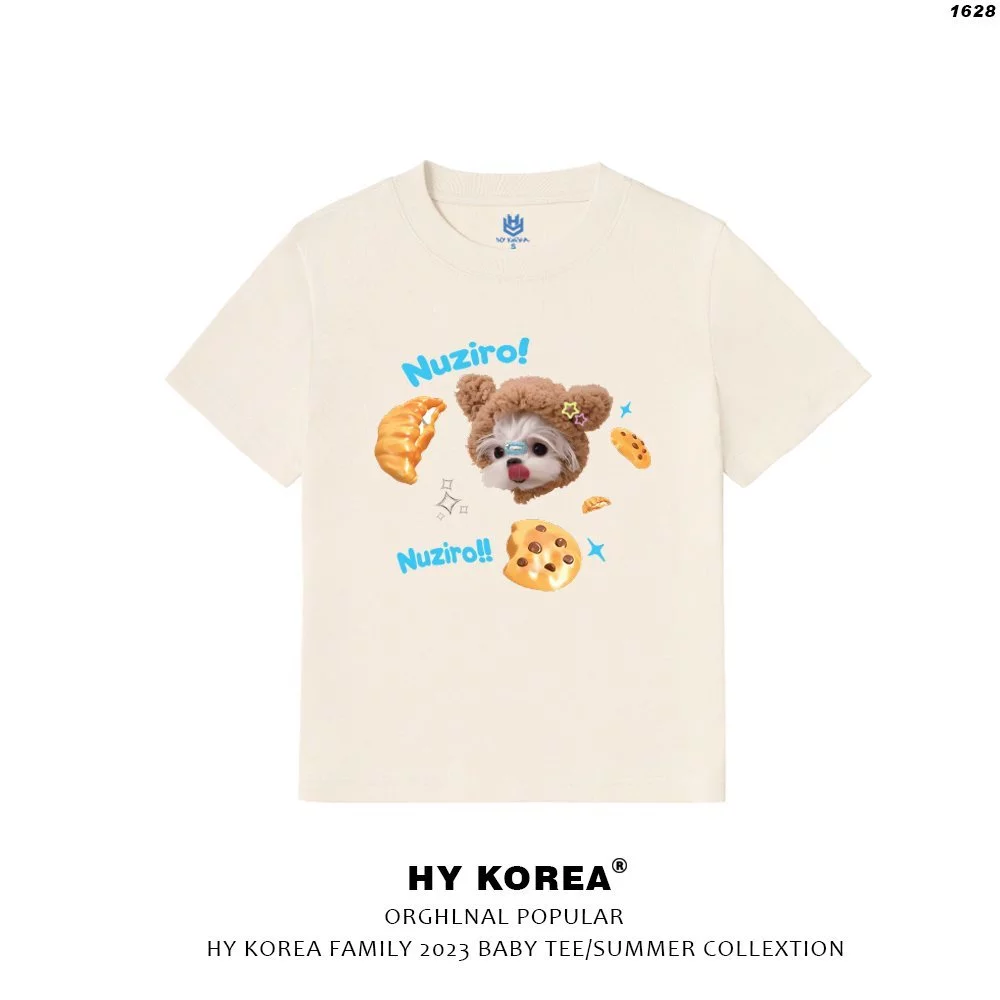 Áo baby tee HY KOREA Dog Nuziro 1628 vải cotton cổ tròn in graphic