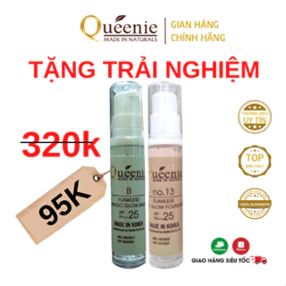 Bộ Trang Điểm Kem Lót Và Kem Nền Queenie Chống Nắng, Trắng Da Kiềm Dầu 10ML [SP Trải Nghiệm]