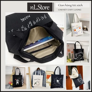 Túi vải canvas đi học đi làm unisex totebag  đựng sách vở cặp đi học giá rẻ nL.Store T01