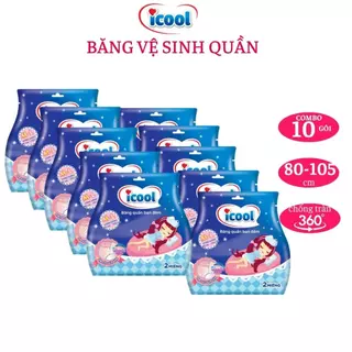 (Combo 10 gói) Băng vệ sinh ICOOL dạng quần 2 miếng size M/L