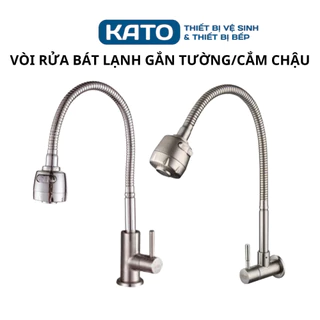 Vòi rửa chén lạnh gắn tường cắm chậu cần mềm xoay 360 độ 2 chế độ nước giá rẻ một đường nước inox 304 Debas