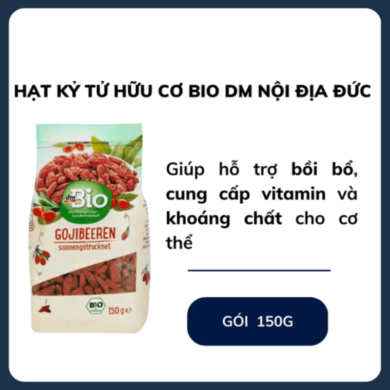 Gói kỉ tử hữu cơ dmBIO Gojibeeren 150g chính hãng Đức