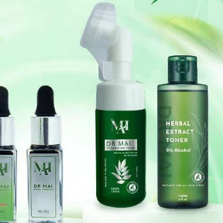 Bộ 3 Serum, Toner, Sữa Rửa Mặt Mai Thảo Mộc  Drmai dành cho da mụn nặng