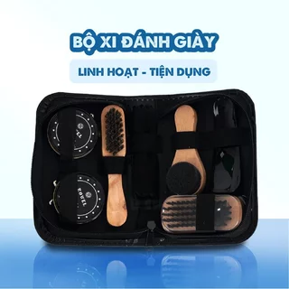 Bộ xi đánh giày da kèm đồ vệ sinh 7 món - Bảo quản đồ da như giày, túi xách, ví, thắt lưng