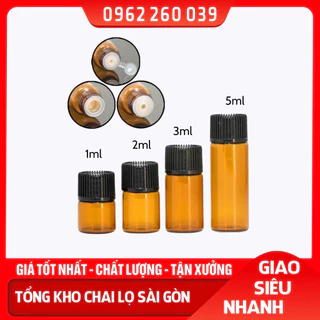 Chai Lọ Chiết Tinh Dầu Thủy Tinh Nắp Vặn Đen Nắp Vặn 1ML/2ML