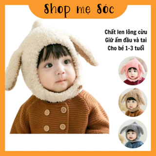 Mũ Len Tai Cừu Cài Cúc Cho Bé 6-36 Tháng mesocshop