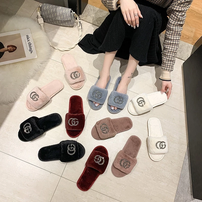 [Sẵn] [Th] Dép Lông Quai Ngang Dio/NY/CN Đế Dẻo Chống Trơn Trượt Giữ Ấm Cho Mùa Đông (SX4M)