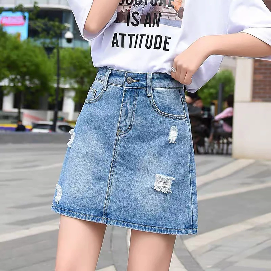 Thời Trang BigSize - Quần Váy Jean Nữ Ngắn bên trong có quần bảo hộ, không co dãn 0045 0051