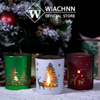 Nến Thơm Noel Ba Màu Hoạ Tiết Cây Thông WIACHNN Thư Giãn Khử Mùi Thơm Phòng Làm Quà Tặng Giáng Sinh