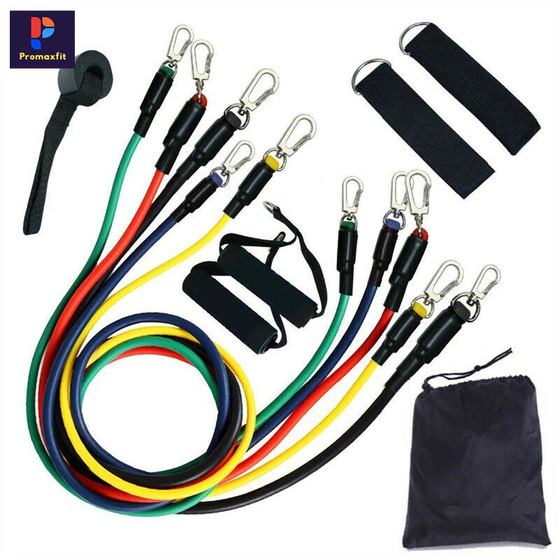 Dây ngũ sắc đàn hồi tập thể hình cao cấp tập full body- Bộ 5 dây và phụ kiện