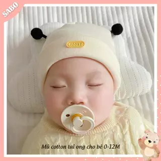 Mũ Cotton Tai Ong Cho Bé Sơ Sinh 0-12M Hàng Qc 2 Lớp Xinh Xắn Mềm Mại