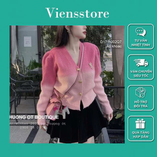 Áo khoác len loang màu cổ tim, áo croptop khuy vàng sang trọng VIENS STORE