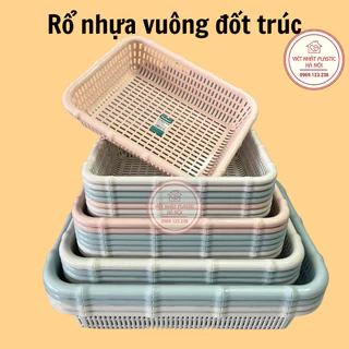 Rổ nhựa vuông đốt trúc Việt Nhật 4 size, đựng đồ dùng nhà tắm,nhà bếp (MS 3536/3537/3538/3539)