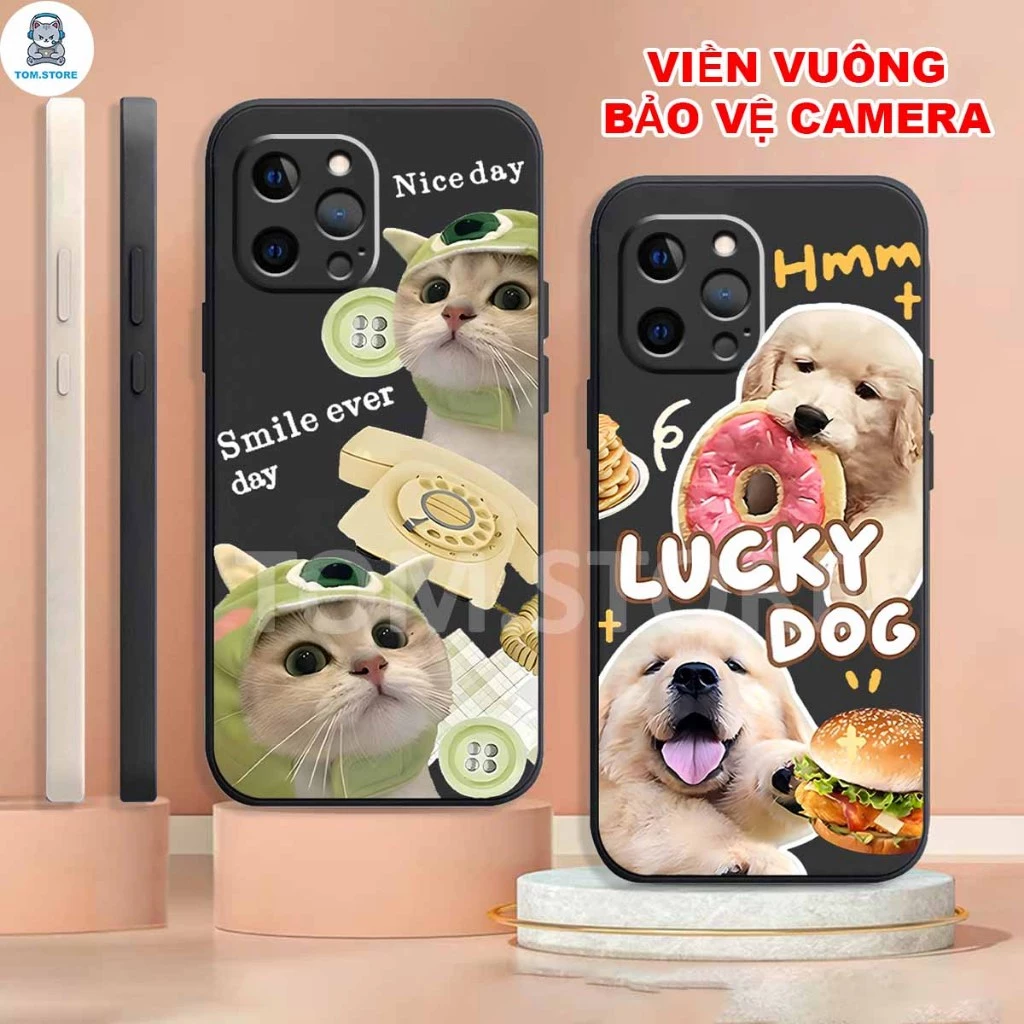 Ốp lưng IPhone 12 MINI / 12 / 12 PRO / 12 PRO MAX viền vuông hình panda,doggi,kitty cute hài hước