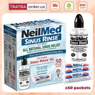 Combo Bình Bộ Dụng Cụ Rửa Mũi Người Lớn NeilMed Sinus Rinse Kit - 1 bình và 50 gói muối [Đủ bill Mỹ]