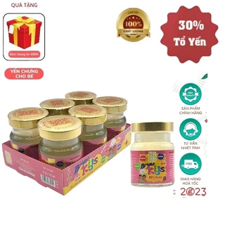 Yến sào cho bé Bright Kids 30% yến hương dâu, giúp bé cải thiện tiêu hóa, tăng cường hệ miễn dịch. Khay 6 lọ x 70ml