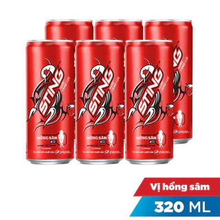 Lốc 6 lon nước tăng lực sting hương dâu 320ml