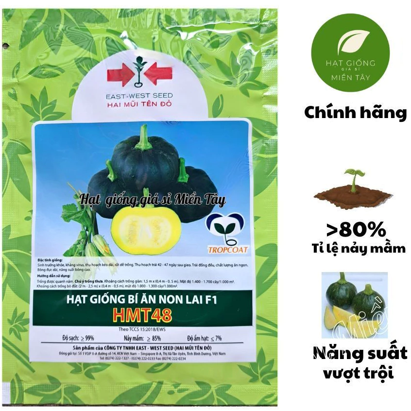 Hạt Giống Bí Ăn Non Lai F1 HMT48 HAI MŨI TÊN ĐỎ (GÓI 100 HẠT) - Trái đồng đều, thịt ngọt, dẻo và cây kháng virus