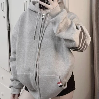 Áo Hoodie PHối Họa Tiết Viền Tay 4 Sọc Cực Ấm Cho Mùa Đông