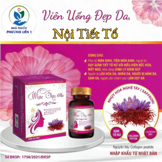 Viên uống đẹp da WhiteSkin Plus  giúp chống oxy hóa ,hạn chế lão hóa da, cải thiện tình trạng suy giảm tiết tố nữ LỌ 30V