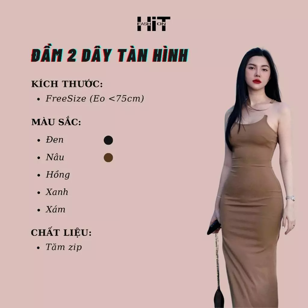 🧡ĐẦM 2 DÂY TÀN HÌNH🧡 - Chất liệu: Tăm zip - Thương hiệu: HiT Fashion