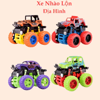 Combo 4 xe ô tô đồ chơi xe địa hình mini cho bé trai nhào lộn 360 độ chạy đà cực mạnh