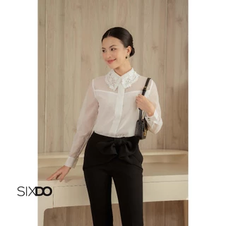 Quần công sở nữ dáng baggy phối nơ eo SIXDO (Black Flare Pants With Bow)