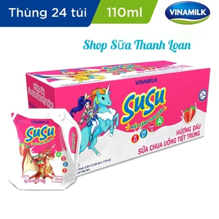 [HSD T10-2024] Thùng 24 Túi Sữa Chua Uống Vinamilk Susu Hương Dâu 110ml.