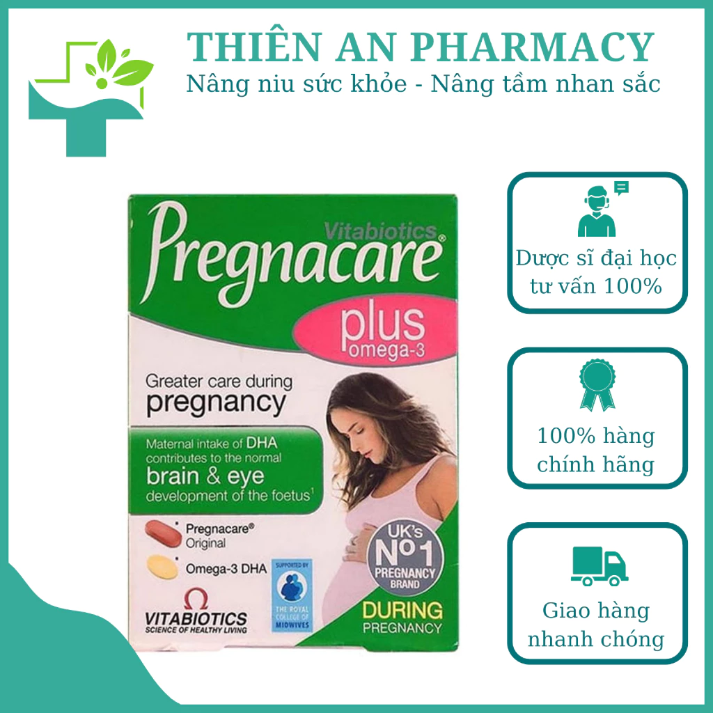 Viên uống Pregnacare Plus Omega-3 bổ sung Vitamin và khoáng chất cho phụ nữ mang thai hộp 56 viên - hãng Vitabiotics