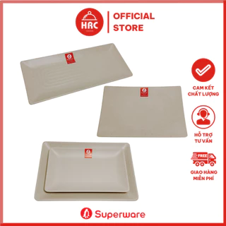 Bộ Đĩa Chữ Nhật Nhà Hàng 100% Melamine SUPERWARE - Màu Nâu Kem Nhám