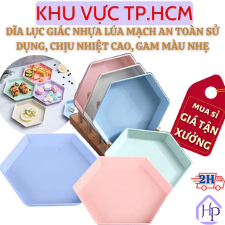 [Sỉ Siêu Rẻ] Dĩa Lục Giác Nhựa Lúa Mạch An Toàn Sử Dụng, Chịu Nhiệt Đến 120°, Bền , Đựng Thức Ăn, Trái Cây Gam Màu Nhẹ