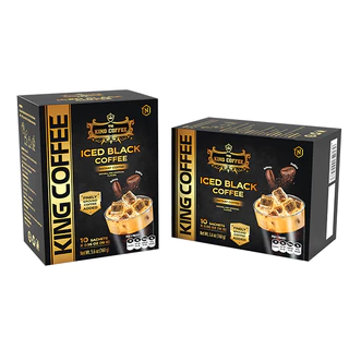 King Coffee Cà Phê Hòa Tan Đen Đá - Có Đường - Hộp 160g (10 gói x16g) Mạnh như cà phê rang xay