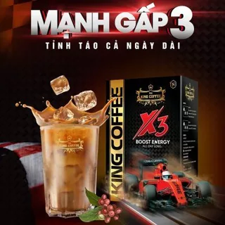 KING COFFEE 3IN1 X3 - Hộp 324 gram (12 gói x 27gram) – MẠNH GẤP 3 – TỈNH TÁO GẤP 3