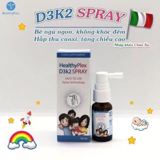 Healthy plex D3K2 spray giúp bé ngủ ngon, giúp hấp thụ canxi cho bé, tăng cường miễn dịch phát triển chiều  cao