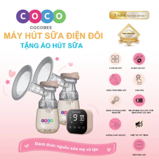 Máy hút sữa điện đôi COCOBEE  cầm tay, 4 chế độ hút không đau, có massage, bảo hành 12 tháng