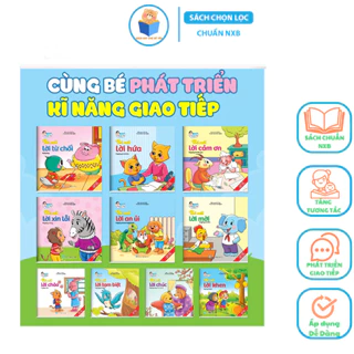 Sách - Truyện tranh Ehon Kỹ Năng Giao Tiếp Cho Bé 2 Tuổi Song Ngữ Kèm File Nghe có túi 10 cuốn