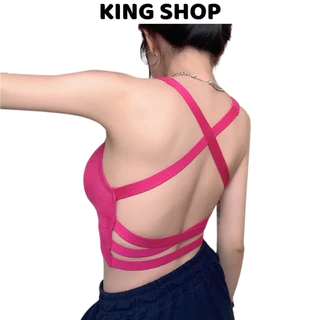 Áo bra hở lưng đi biển dây đan chéo lưng tôn dáng mút mỏng Hàn Quốc sexy Kingshop B4834