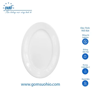 Đĩa Xoài Sứ Trắng OHIO cao cấp, size 23cm - 36cm, gốm sứ trắng, gốm không chì, đĩa bàn ăn