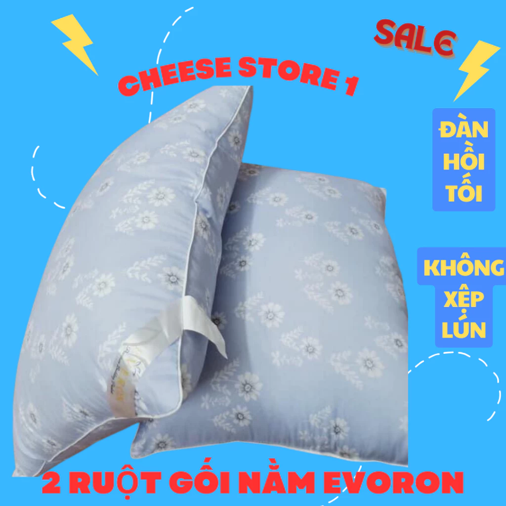 [HCM] Bộ 2 Gối Nằm Evero n Standard Hoa Nhí Cao Cấp KT:45x65cm Siêu Êm Ái - Sang Trọng - Gối Nằm Gòn