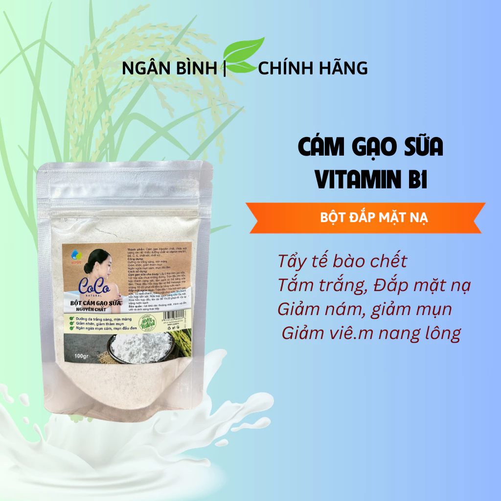 Bột Cám Gạo Nguyên Chất Đắp Mặt Nạ Dưỡng Da Trắng Mịn