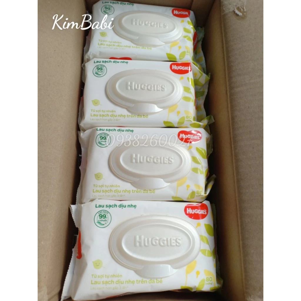 Thùng 12 gói Khăn Ướt Huggies 80 tờ không mùi