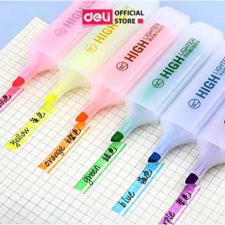 Bút highlight đánh dấu nhớ dòng dạ quang Deli màu pastel/neon - phù hợp cho học sinh văn phòng tiện dụng