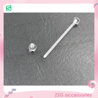 Chốt khuyên Rốn / Lưỡi / Industrial 14G nhựa sinh học trong suốt size 5/6/8mm an toàn không gây kích ứng