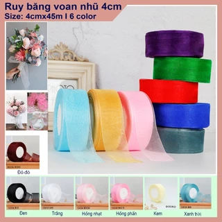 Ruy băng voan nhũ bản 4cm cao cấp , phụ kiện trang trí, phụ kiện hoa HT