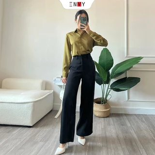 Quần ống rộng nữ dài cotton Hàn ENVY QK36