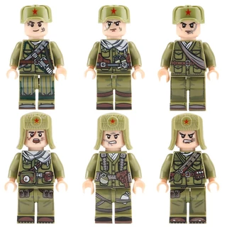 Đồ chơi lắp ráp army logo combo trọn bộ 6 nhân vật mini quân sự lính liên xô thế chiến 2 (đóng túi) không kèm phụ kiện