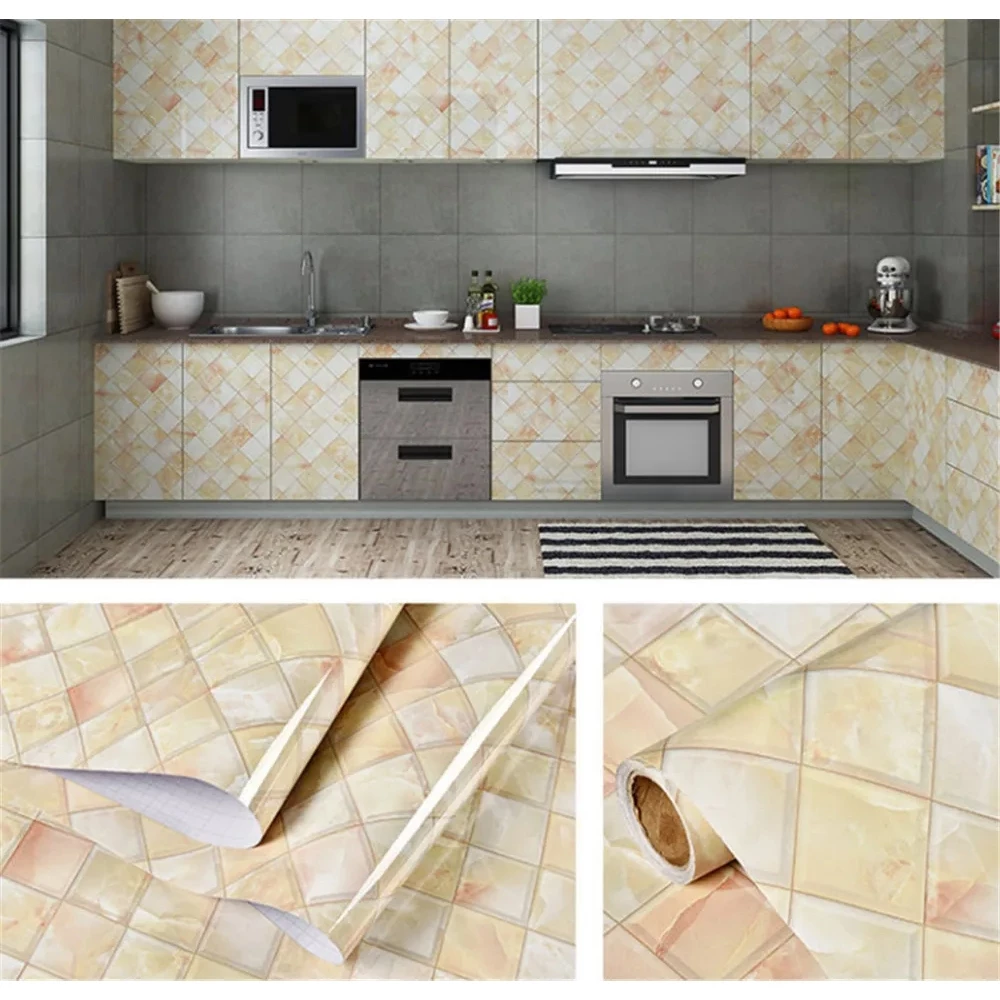 Giấy dán bếp giả vân đá chống dầu mỡ, decal dán bếp giả đá dán bàn dán tường nhà tắm 1.2mx0.5m